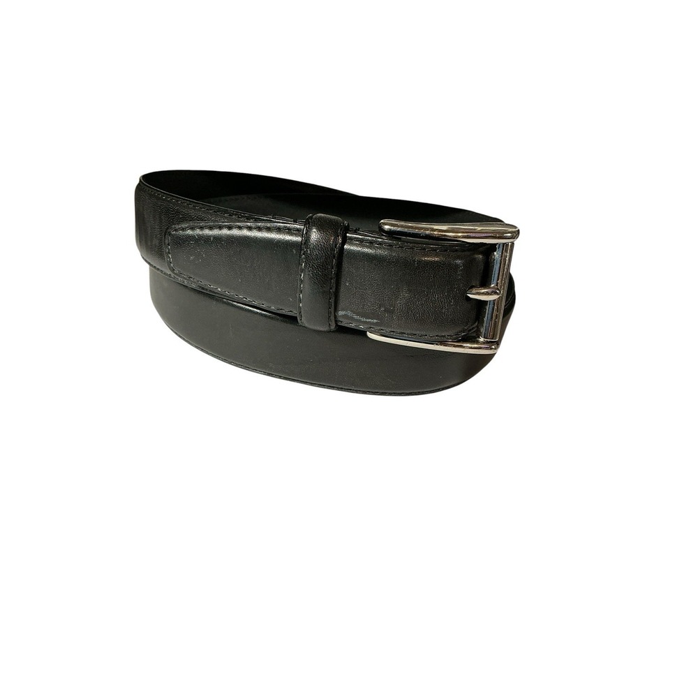 Chaps Ralph Lauren Black Smooth Italian Leather Dress Belt Sz 34/36